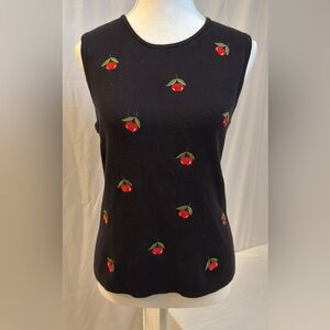 Vtg 90s Eagle’s Eye Cherry Embroidered Sweater Vest | Cottagecore Grandmacore M